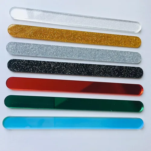 Miniatura 4 de 30 palitos de acrílico reutilizables para tartas, palitos de espejo para recuerdos de fiesta (purpurina negra)