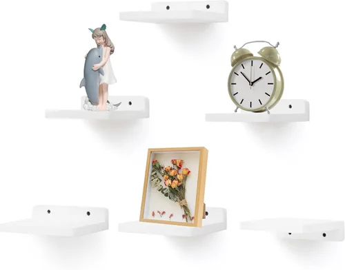 Miniatura 35 de Estante flotante pequeño, mini estante montado en la pared de 5 x 5 pulgadas, estante de madera rústica para dormitorio, sala de estar, baño, Gris