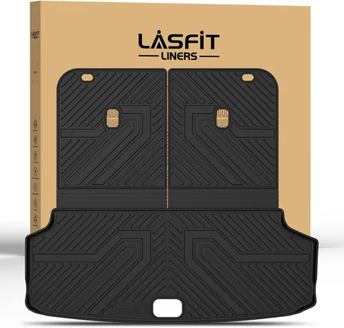 Miniatura 32 de LASFIT Tapete de carga y respaldo para Nissan Armada/Infiniti QX80 2019-2024, TPE para todo tipo de clima, ajuste personalizado, fácil de limpiar