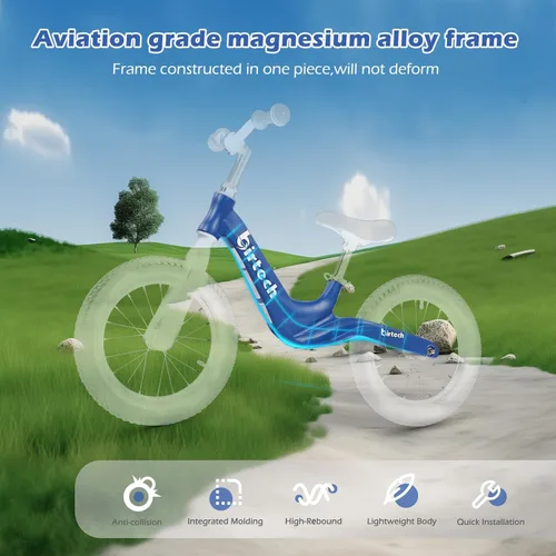Miniatura 5 de Bicicleta de equilibrio para niños y niñas de 3, 4, 5, 6 años, neumáticos de aire con marco de aleación de magnesio, ligera, sin pedales, bicicleta