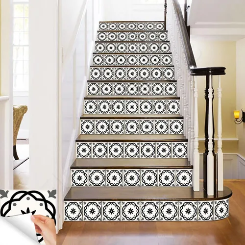 Miniatura 4 de Juego de 24 calcomanías para azulejos de la colección Black & White, para azulejos en muro, para baño y cocina, fácil de aplicar, simplemente