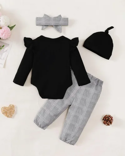 Miniatura 106 de Renotemy Conjunto de ropa para bebé recién nacida, mameluco con volantes, pantalones florales, lindo conjunto de ropa para bebé niña