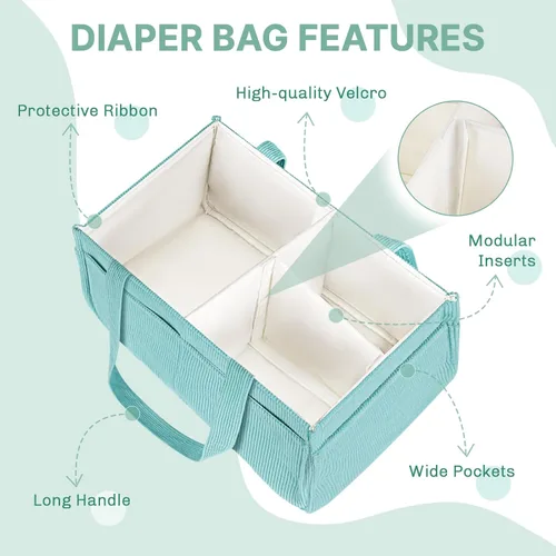 Miniatura 4 de Organizador de pañales para bebé, cesta de almacenamiento portátil para artículos esenciales para recién nacidos, organizador de bolsas de pañales
