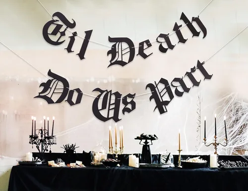 Miniatura 4 de Cartel de letra gótica con texto en inglés "Til Death Do Us Part", cartel de cumpleaños en inglés antiguo, boda, aniversario, San Valentín