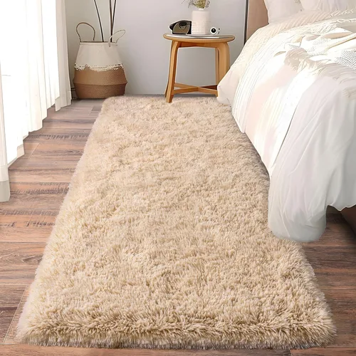 Miniatura 18 de Alfombras suaves para pasillos de dormitorio, nuevas, con parte inferior antideslizante mejorada, de 2 x 3, alfombra esponjosa y peluda verde