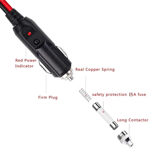 Miniatura 4 de Enchufe de encendedor de cigarrillos macho de 12 V, 24 V, resistente, 14 AWG, cable adaptador de encendedor de cigarrillos [2 unidades] Enchufe
