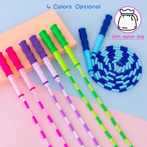 Miniatura 8 de Cuerda de saltar para niños, niñas y niños, cuerdas de saltar suaves con cuentas, cuerda de saltar ajustable, cuerda segmentada sin enredos