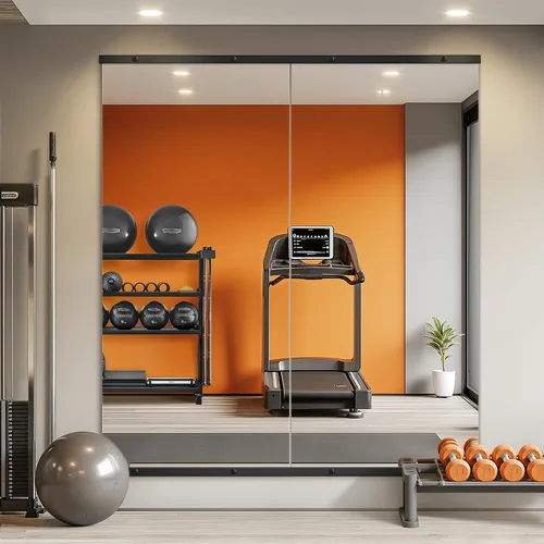 Miniatura 13 de TRAHOME Espejo de cuerpo entero, espejo grande de pie para piso con marco de aluminio para dormitorio, sala de estar, baño (negro)