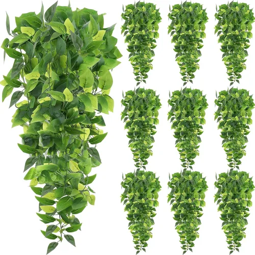 Miniatura 12 de Hoteam 12 Piezas Plantas Colgantes Artificiales de 32 Pulgadas Enredaderas de Hiedra Falsa con Hojas Falsas Plantas Artificiales de Patio Vegetación
