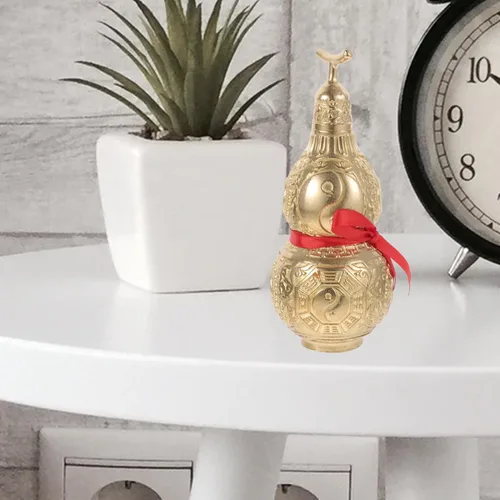 Miniatura 5 de Garneck Adorno de calabaza de cobre, estatua decorativa de Feng Shui Wu Lou para mesa de oficina en casa, símbolo de prosperidad y riqueza