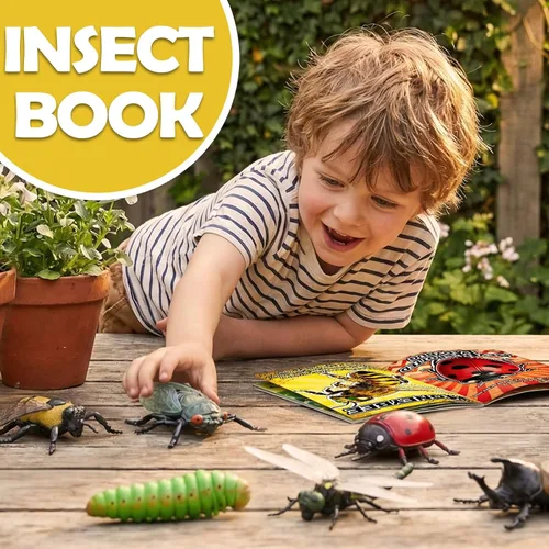Miniatura 6 de 13 juguetes realistas de insectos con folleto educativo y caja de regalo, insectos falsos para niños, insectos de plástico para Halloween