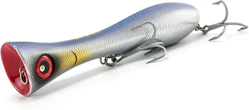 Miniatura 8 de Dr.Fish Topwater Popper Señuelos de pesca de agua salada, 8 pulgadas GT Popper VMC anzuelos agudos señuelos de pesca de surf para Striper Atún