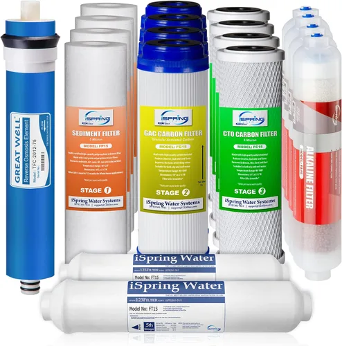 Miniatura 5 de iSpring RCC7AK - Sistema de filtro de agua potable por ósmosis inversa de 6 etapas con reimineralización alcalina, pH natural, color blanco