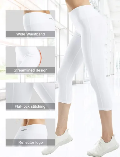 Miniatura 7 de COOLOMG Pantalones de yoga para mujer, mallas capri para correr, leggings de tiro bajo, entrenamiento, gimnasio con bolsillos ocultos