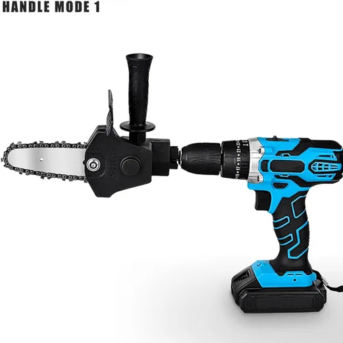Miniatura 6 de Adaptador de taladro eléctrico a sierra, adaptador de cabezal de conversión de motosierra para taladro de 3 mandíbulas de 0.236-0.512 in, juego