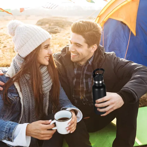 Miniatura 7 de Volhoply Botella de agua aislada para niños de 17 onzas, botellas de agua de acero inoxidable con tapa con pajilla, botella de agua de metal al