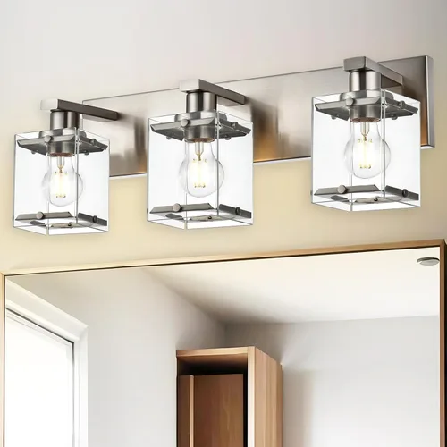 Miniatura 9 de Lámpara de pared negra de WINSHEN, lámpara de tocador de baño de 2 luces, lámpara de montaje en pared sobre espejo para dormitorio, estudio, sala