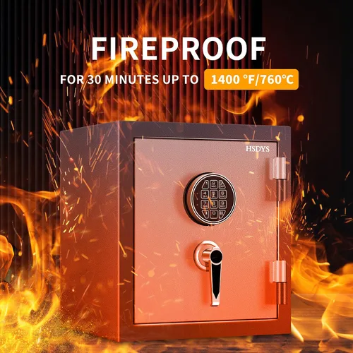 Miniatura 2 de HSDYS Caja de seguridad ignífuga, 1.8 pies cúbicos, teclado digital y cerradura de llave, seguro para el hogar para documentos, joyas