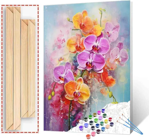 Miniatura 16 de Tucocoo Kits de pintura por números de lavanda con pinceles y pigmento acrílico sobre lienzo para adultos, hermoso proyecto de manualidades florales