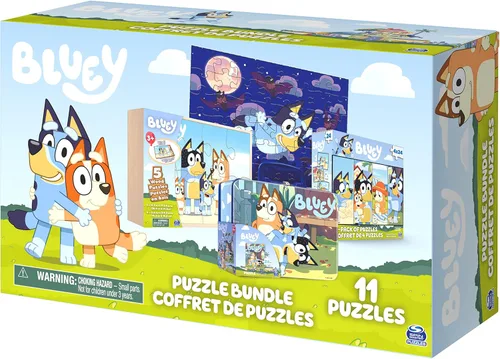 Miniatura 4 de Bluey Juego de 11 rompecabezas, rompecabezas de madera de 8 y 24 piezas, difusos y troquelados para preescolares y niños Paquete de rompecabezas