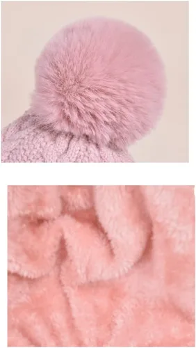 Miniatura 6 de Gorro de forro polar holgado de una pieza para mujer, bufanda cálida de invierno, gorro de punto grueso, gorro de esquí