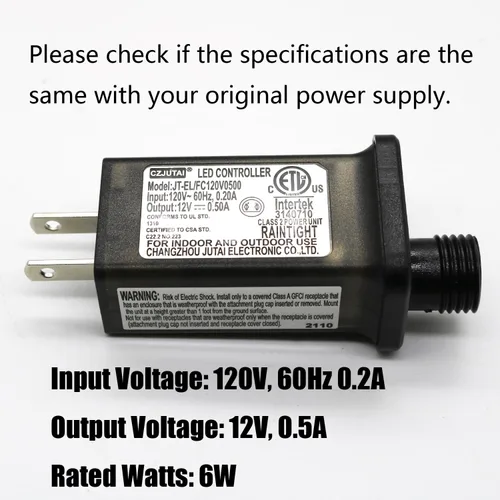 Miniatura 2 de Transformador LED de 8 modos de luz LED de 12 V, fuente de alimentación de clase 2, transformador de bajo voltaje, adaptador de enchufe de EE. UU.