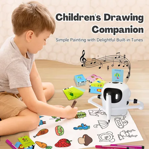 Miniatura 9 de RIVGOT Robot de dibujo para niños con 150 tarjetas, máquina de dibujo educativo interactiva por voz, juguetes de aprendizaje de pintura Montessori