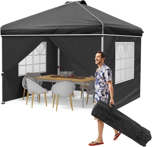 Tinkle Well Toldo desplegable de 10 x 10 pies con paredes laterales, carpa portátil instantánea, tienda de campaña impermeable con protección solar