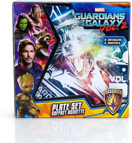 Miniatura 4 de Guardians of the Galaxy, Juego de platos de plástico Vol. 2 - Divertido paquete de cuatro incluye platos cuadrados de 8 pulgadas en 4 diseños