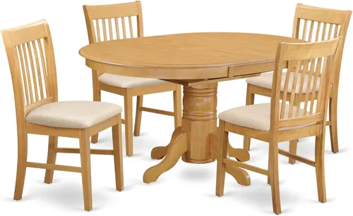 Miniatura 13 de East West Furniture AVNO5-OAK-W - Juego de comedor de 5 piezas para 4 personas, incluye una mesa de comedor ovalada con hojas de mariposa y 4 sillas