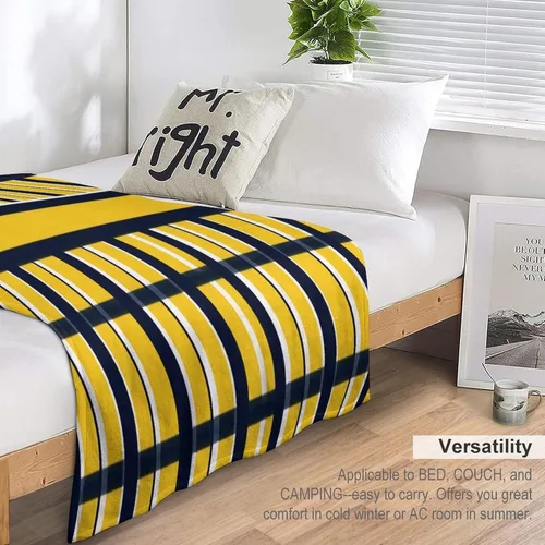 Miniatura 5 de Manta de rayas náuticas amarillas y azul marino, moderna, ultrasuave, manta de microfibra para sofá, cama para niños y adultos, 30 x 40 pulgadas