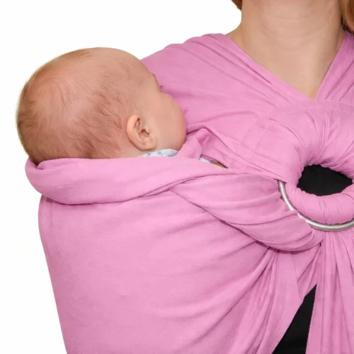 Miniatura 2 de Arnés de anillo tándem rosa para gemelos – Portabebés 100% mezcla de lino y algodón Arnés ergonómico para bebé doble para transporte de cadera