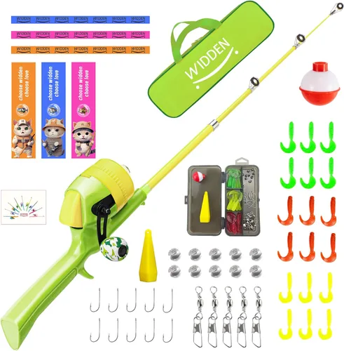 Miniatura 23 de Caña de pescar para niños, caña de pescar telescópica, caña de pescar plegable para niños y carrete con caja de aparejos, línea de pesca, flotador