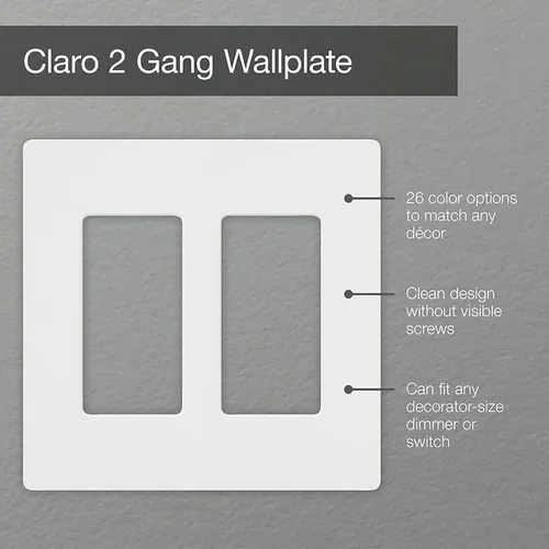 Miniatura 2 de Lutron CW-2-WH-12 Placa de pared Decorador Claro blanca de 2 Gang (paquete de 12) CW-2-WH Blanco