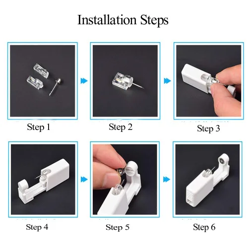 Miniatura 3 de Paquete de 2 Pistolas de Perforación de Oreja Autoaplicables con Aretes, Kit de Perforación Desechable Sin Dolor Fácil de Usar Herramienta de Kit