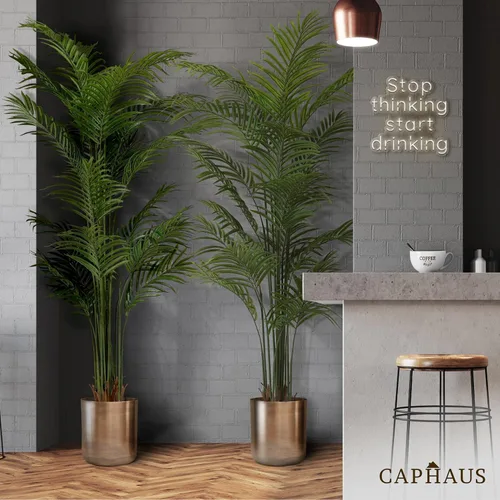 Miniatura 9 de CAPHAUS Palmera artificial de 5 pies de alto para interiores, planta de palmera falsa grande para sala de estar, árbol sintético realista