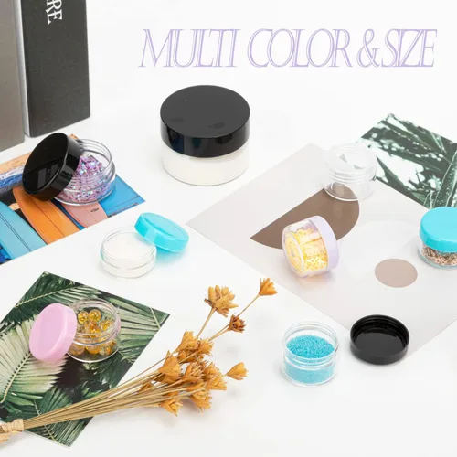Miniatura 50 de Envases de muestra de 3 gramos con tapas, 75 paquetes de tarros de muestra diminutos con etiquetas, envases cosméticos de plástico mini para Tapa