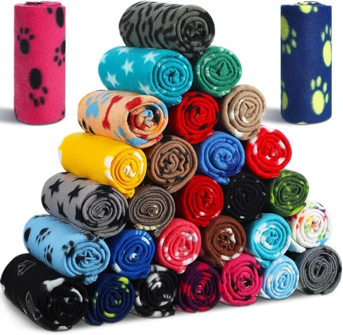 Miniatura 9 de Chumia 28 Piezas Manta para Cachorros al Por Mayor Manta Pequeña de Forro Polar para Mascotas para Cachorros Perros Gatitos Gatos Mascotas Suave