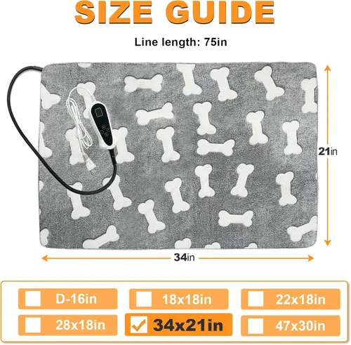 Miniatura 2 de Bestio Almohadilla térmica grande para perros, cama térmica para perros de 34 x 21 pulgadas con calor constante y modos automáticos, almohadilla