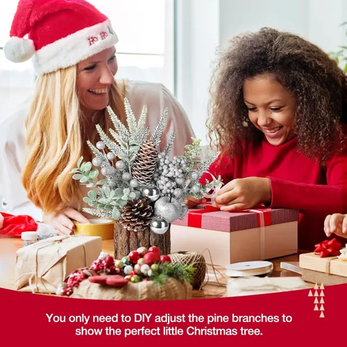 Miniatura 3 de hatisan Árbol de Navidad Pequeño, Árbol de Navidad Artificial con Adornos Navideños Piña Baya, Árbol de Navidad de Mesa para Decoraciones Navideñas