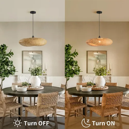 Miniatura 7 de lámpara colgante de bambú de 19.7 pulgadas estilo granja con enrejado de ratán para comedor, luces boho, accesorio de iluminación para isla
