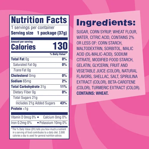Miniatura 7 de SweeTARTS Mega Filled Ropes Candy, Twisted Rainbow Punch, Dulce y Ácido, 1.32 oz (Paquete de 24)