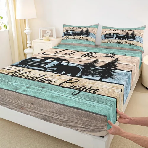 Miniatura 4 de Ropa de cama de 2 piezas, estilo rústico de granja, juego de ropa de cama para adolescentes y adultos, sábanas bajeras, ropa de cama ajustable