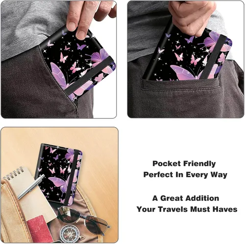 Miniatura 2 de RYUITHDJP Funda para tarjetas de crédito con RFID Block-2-A, Mariposas Moradas, Casual