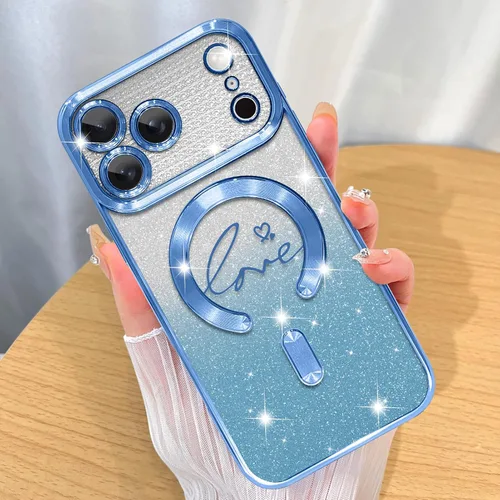 Miniatura 67 de ZIYE Funda Magnética Diseñada para iPhone 11 Funda con Purpurina Plateado de Lujo Corazón de Amor Compatible con MagSafe Funda Transparente