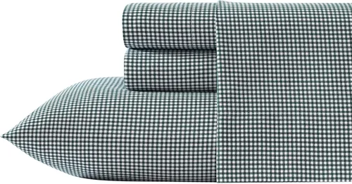 Nautica - Juego de sábanas King, juego de ropa de cama de franela cepillada, artículos esenciales para habitación suaves y acogedores (Bayside Plaid