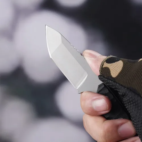 Miniatura 5 de Cuchillo de caza pequeño de hoja fija con funda, cuchillo de caza de supervivencia con iniciador de fuego, brújula, espejo, hoja de 2.36 pulgadas