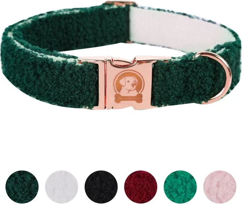 Miniatura 8 de MR. CHUBBYFACE - Collar para perro de forro polar burdeos, collar de forro polar navideño para mascotas con hebilla de metal, collares ajustables