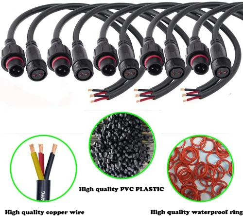 Miniatura 4 de Conector impermeable de 2 cables, conector LED macho hembra de 2 pines, con cable de extensión IP68 de 16 AWG de 7.9 in para automóvil, barco