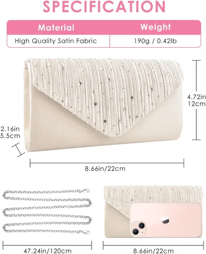 Miniatura 4 de TINDTOP Bolsos de mano de noche para mujer, bolsos de mano para boda, fiesta, cóctel, graduación, bolsa cruzada de hombro tipo sobre for Formal